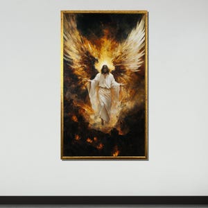 Divine Angelic Savior Canvas, Jesus with Angel Wings Art, Spiritual Wall Decor,Heavenly Ascension Print, Religious Home Decor, Ready to Hang