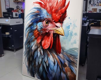 Colorful Rooster Wall Art Print - Vibrant Farm Animal Illustration, Bold and Modern Chicken Decor, Unique Gift for Animal Lovers ,Animal Art