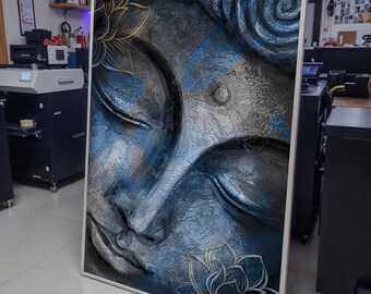 Blue Buddha Painting,Buddhist Wall Decor,Buddha Print Wall Art,Asian Wall Art,Buddha Poster,Home Decor,Yoga Artwork,Meditation Art Print