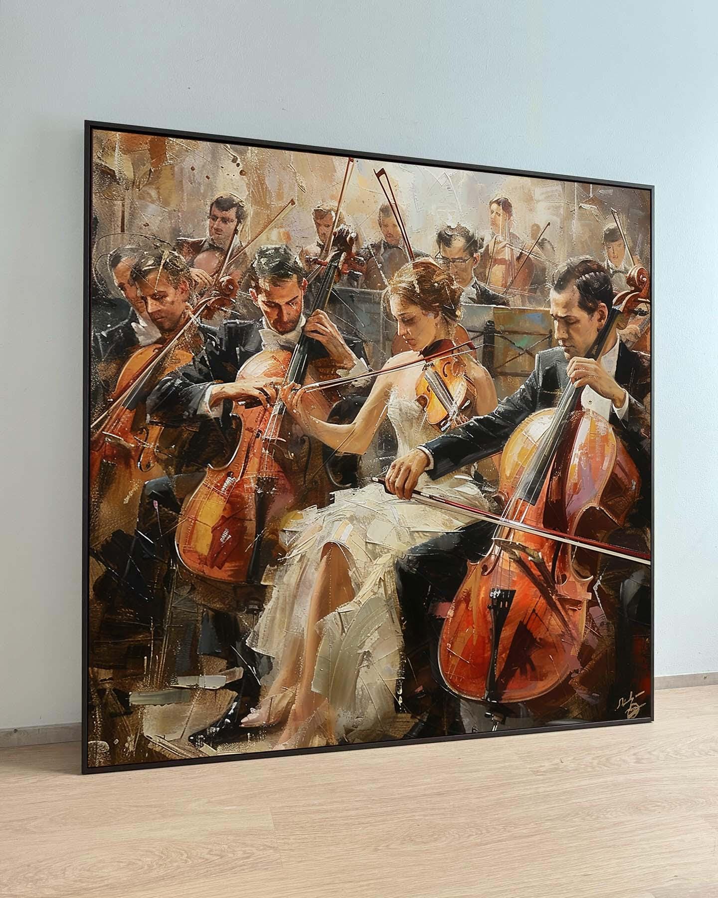 クラシックオーケストラ絵画 - エレガントなミュージシャンの壁アート