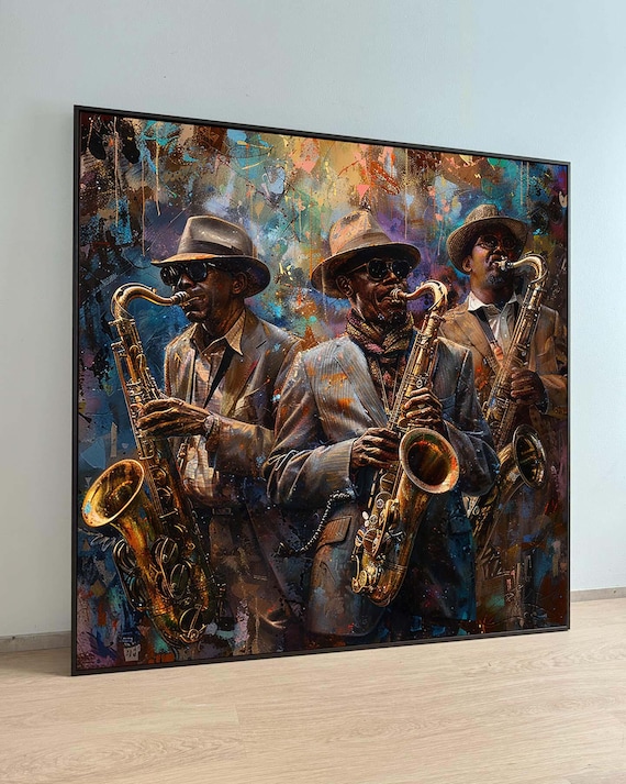 Classic Jazz Trio Painting -saxophone Wall Art, Vintage Music