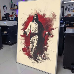 Jesus in Red Canvas,Passion of Christ Art,Spiritual Wall Decor,Christian Home Decor,Jesus Portrait Painting,Spiritual Home Decor,Christian