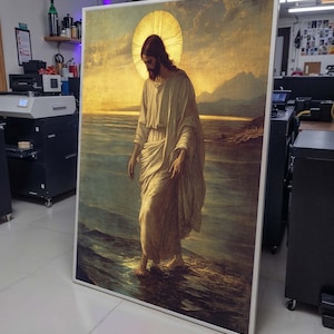 Jesus Walking on Water Canvas, Sacred Art Print, Divine Wall Decor, Inspirational Christian Art, Spiritual Home Decor ,Christian Gift