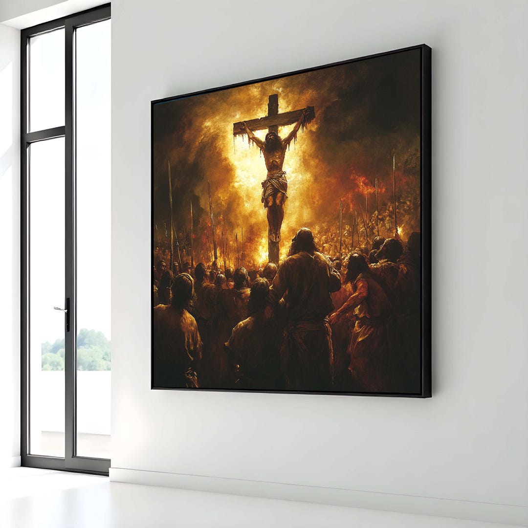 Powerful Crucifixion Canvas Art, Jesus on the Cross, Religious Wall Art ...