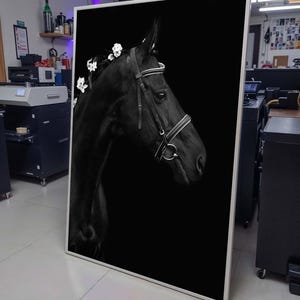 Flower Horse Canvas Print, Large Canvas Art, Horse Decor Painting, Animal Horse Wall Art,Large Wall Art Living Room Art,Framed Ready to Hang
