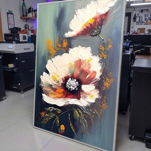 Beige Floral Canvas Art, Neutral Flower Painting, Elegant Wall Decor, Botanical Artwork,Wall Art, Pastel Flower Artwork,Ready to Hang Canvas