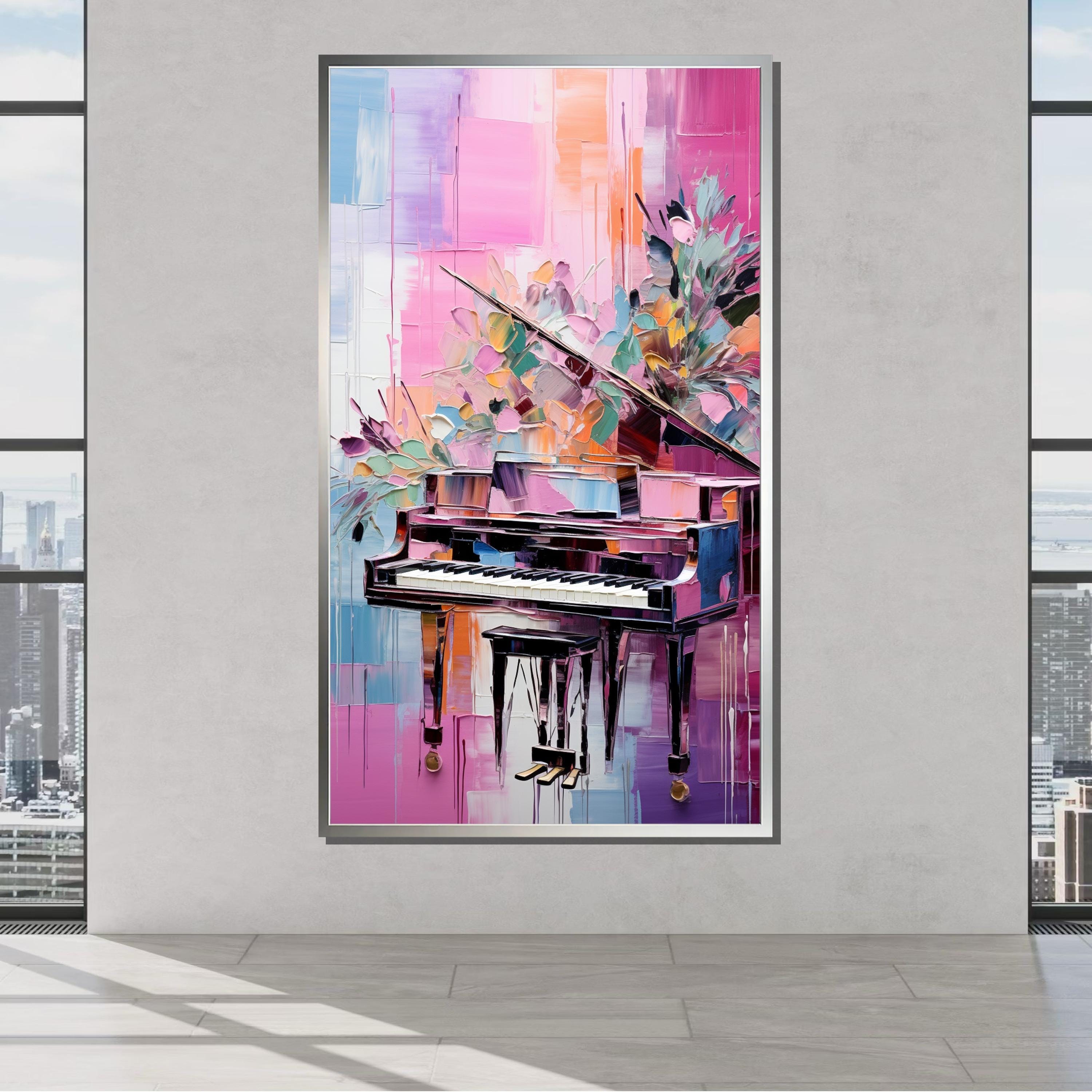 アート・デザイン・音楽 The Complete Paintings and Drawings Vibrant Grand Piano Canvas Art, Colorful Abstract Music Decor