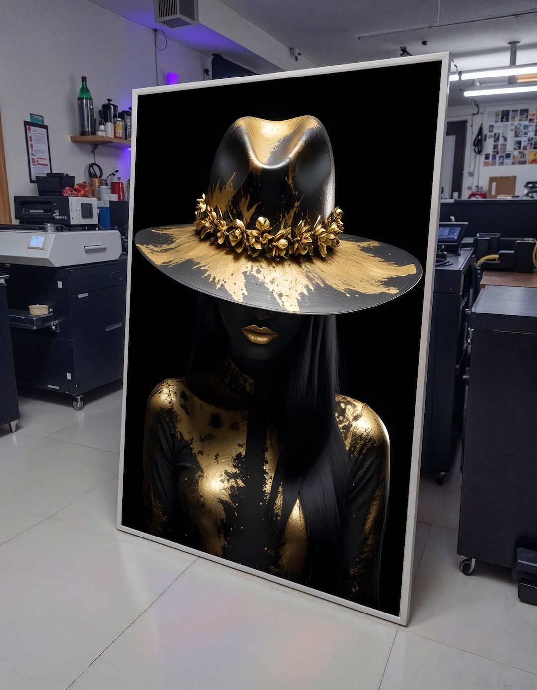 Black and Gold Woman Portrait - Woman Canvas Wall Art, Gold Art ...