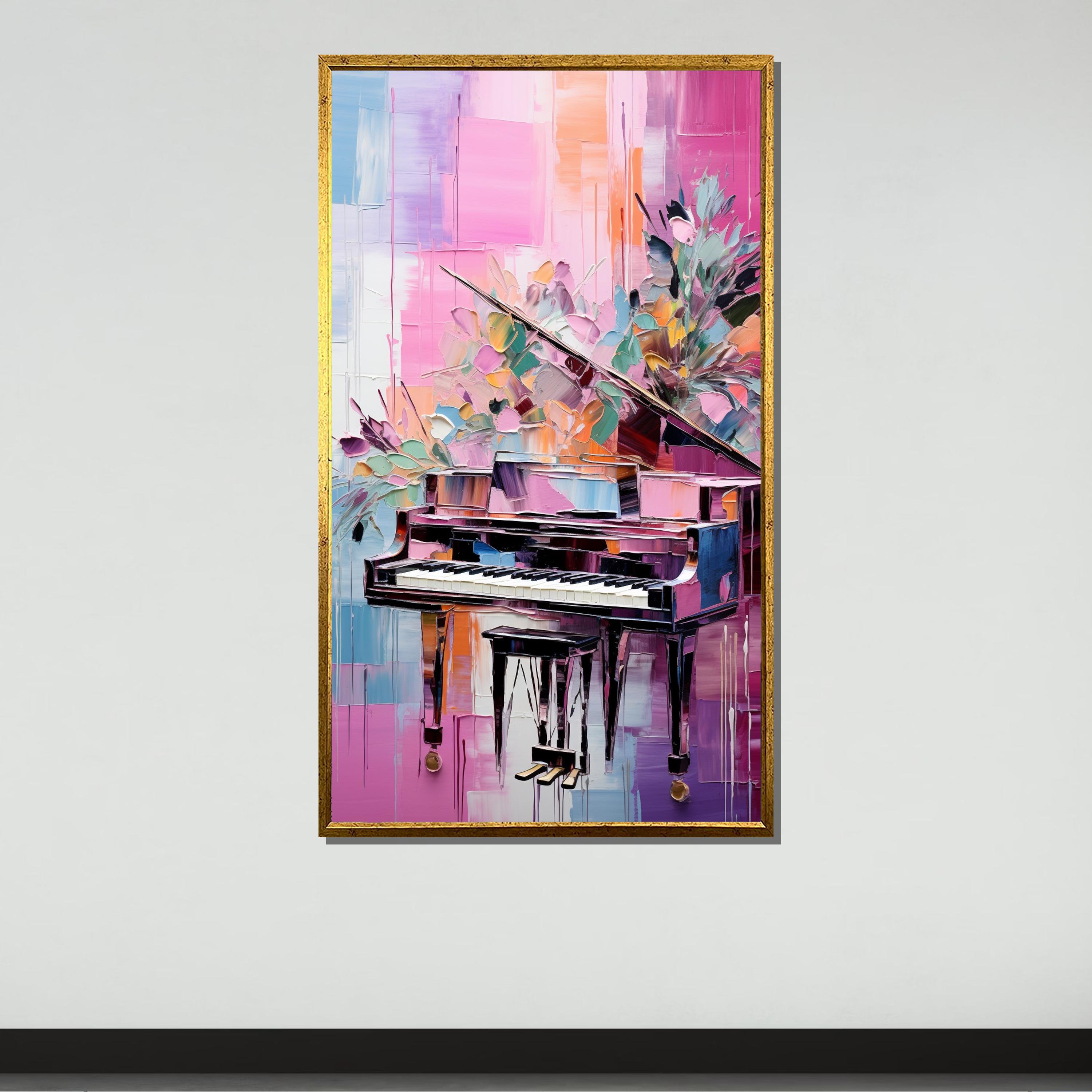 Grand Piano Canvas Wall Art - Victorian Style Classic Scenic Painting For Living Room, Office, Hallway Decor