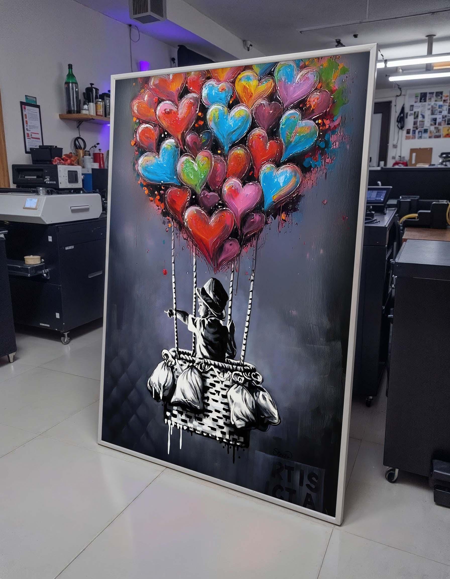 Wall Clock Flying Balloon カリモク BANKSY banksy-balloon-heart-girl-easy