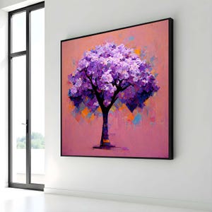 Vibrant Purple Tree Art, Abstract Floral Tree Canvas, Colorful Nature Wall Decor, Bright Impressionist Tree Print, Ready to Hang