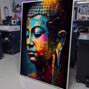 Lebendige Buddha Leinwand, buddhistische Wanddekoration, Buddha Print Wandkunst, asiatische Wandkunst, Buddha Poster, Wohnkultur, Yoga Kunstwerk, Meditation Kunstdruck