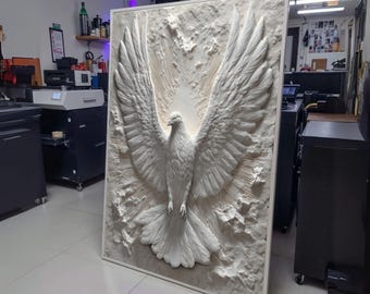 Heilige duif canvas muurkunst, symbool van de heilige geest, christelijk religieuze decoratie, door Jezus geïnspireerde wanddecoratie, canvasprint, kunst aan de muur