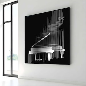Abstract Piano Line Art Canvas, Modern Minimalist Piano Print, Black and White Music Wall Art,Musical Notes Art,Music  Wall Decor