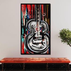 Abstract Guitar Canvas Art, Musical Wall Decor, Modern Guitar Painting, Music Lover&#39;s Canvas, Colorful Guitar Art Print, Music Art Decor