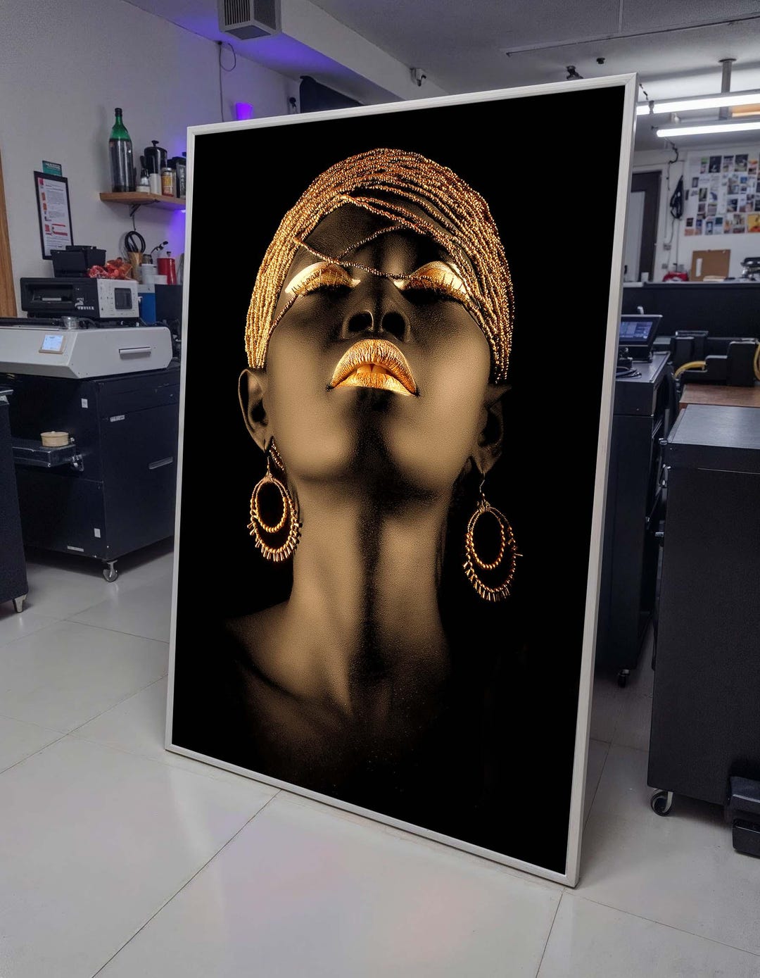 Gold African Woman Art, Black and Gold Portrait, Luxury Wall Decor ...