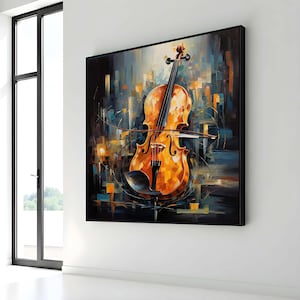 Abstract Violin Canvas Art, Musical Instrument Painting, Violin Decor,Vibrant Music Art Print, Artistic Violin Canvas, Music Room Wall Decor