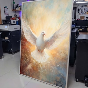 Peaceful Dove Canvas Art, Symbol of Hope and Spirit, Soothing Christian Wall Decor, Inspirational Religious Artwork, Ready to Hang