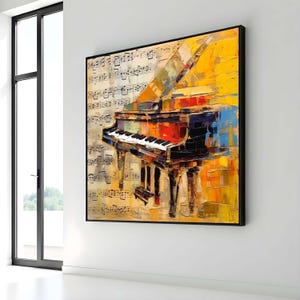 Abstract Piano Canvas Art, Colorful Music Wall Decor, Classical Instrument Painting,Artistic Piano Print,Musical Notes Art,Music  Wall Decor