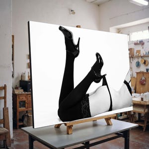 Provocative Legs in Heels Art, Sensual Black and White Photography, Boudoir Wall Decor, Sensual Body Decor,Sexy Canvas, Bedroom Art