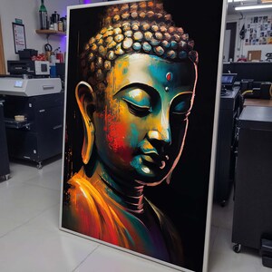 Lebendige Buddha Leinwand, buddhistische Wanddekoration, Buddha Print Wandkunst, asiatische Wandkunst, Buddha Poster, Wohnkultur, Yoga Kunstwerk, Meditation Kunstdruck