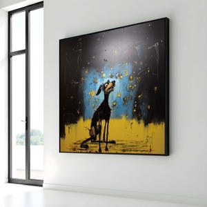 Dog Painting Art,Whimsical Nervous Dog Canvas, Quirky Cartoon Art, Abstract Pet Portrait, Funny Animal Wall Decor, Ready to Hang Canvas