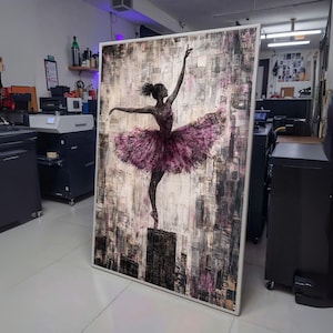 Elegant Ballerina Dance Pose Canvas, Ballet Art Print, Pink Tutu Wall Art, Modern Abstract Dance wall decoration, canvas print, wall art