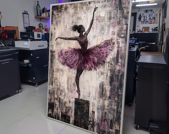 Elegant Ballerina Dance Pose Canvas, Ballet Art Print, Pink Tutu Wall Art, Modern Abstract Dance wall decoration, canvas print, wall art