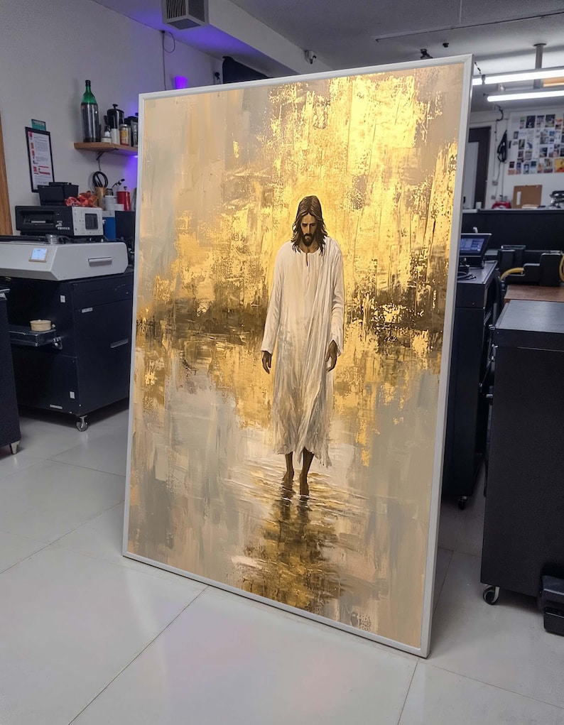 Gold Jesus Walking on Water - Elegant and Faithful Religious Art Print ...