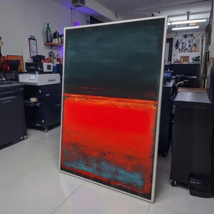 Abstract Color Field Canvas, Mark Rothko Style Wall Art, Red and Dark Blue Modern Canvas, wall decoration, canvas print, wall art