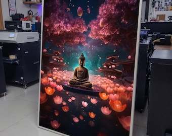 Lotus Buddha Wall Art,Buddhist Wall Decor,Buddha Print Wall Art,Asian Wall Art,Buddha Poster,Home Decor,Yoga Artwork,Meditation Art Print