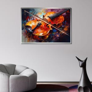 Colorful Violin Canvas Art, Music Wall Decor, Vibrant Violin Painting, Musical Instrument Wall Art, Artistic Violin Print, Music Canvas Art