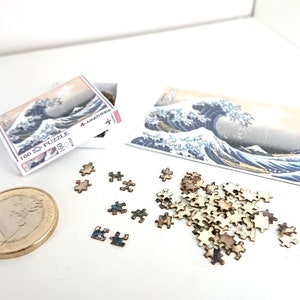 Dollhouse miniature real puzzle. It works. 160 pieces."The Great Wave of Kanagawa" - Hokusai