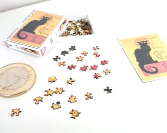 Dollhouse miniature real puzzle. It works. 80 pieces. Le Chat Noir
