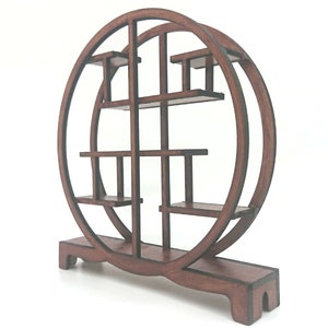 Oriental furniture, mahogany chinese assymetric bookcase, 1/12 miniature for dollhouses