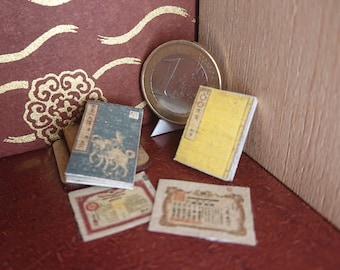 Juego de 5 libros antiguos de casas de muñecas japonesas en miniatura