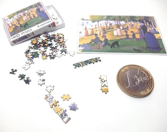 Dollhouse miniature real puzzle. It works. 160 pieces."Un dimanche après-midi à l'île de la Grande Jatte" - Seurat