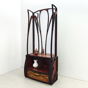 Art Nouveau mahogany vanity, 1/12 miniature for dollhouses