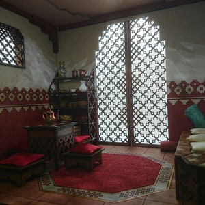 DIY kit, Moroccan furniture, low sofa with engraved motifs. Miniature 1/12 scale for dollhouses image 8