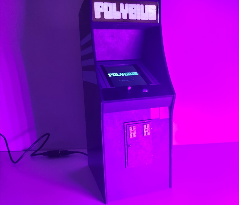 Miniature arcade machine, urban legend Polybius game, 1/6 scale image 7