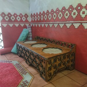 DIY kit, Moroccan furniture, low sofa with engraved motifs. Miniature 1/12 scale for dollhouses image 6