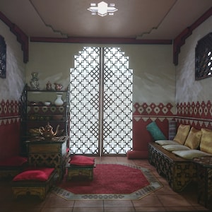 DIY kit, Moroccan furniture, low sofa with engraved motifs. Miniature 1/12 scale for dollhouses image 7