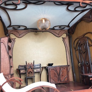 Dollhouse Art Nouveau room box, miniature 1/12 scale.
