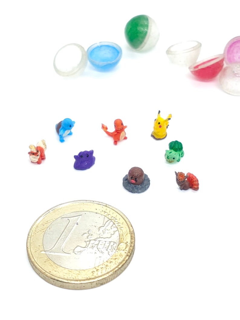Dollhouse miniature real capsule toys gashapon with mini Pokemon toys, 1/12 scale image 2