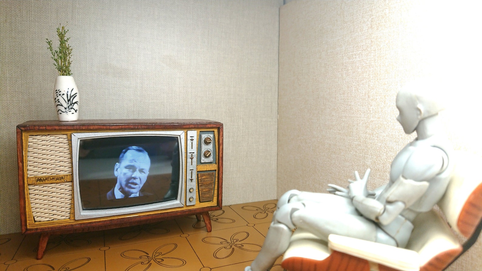 Dollhouse Miniature Working Vintage Mid Century TV 1/12 Etsy