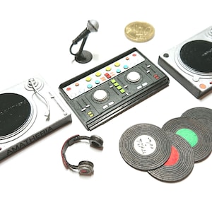 Mini DJ set, 1/12 scale for dollhouses and roomboxes.
