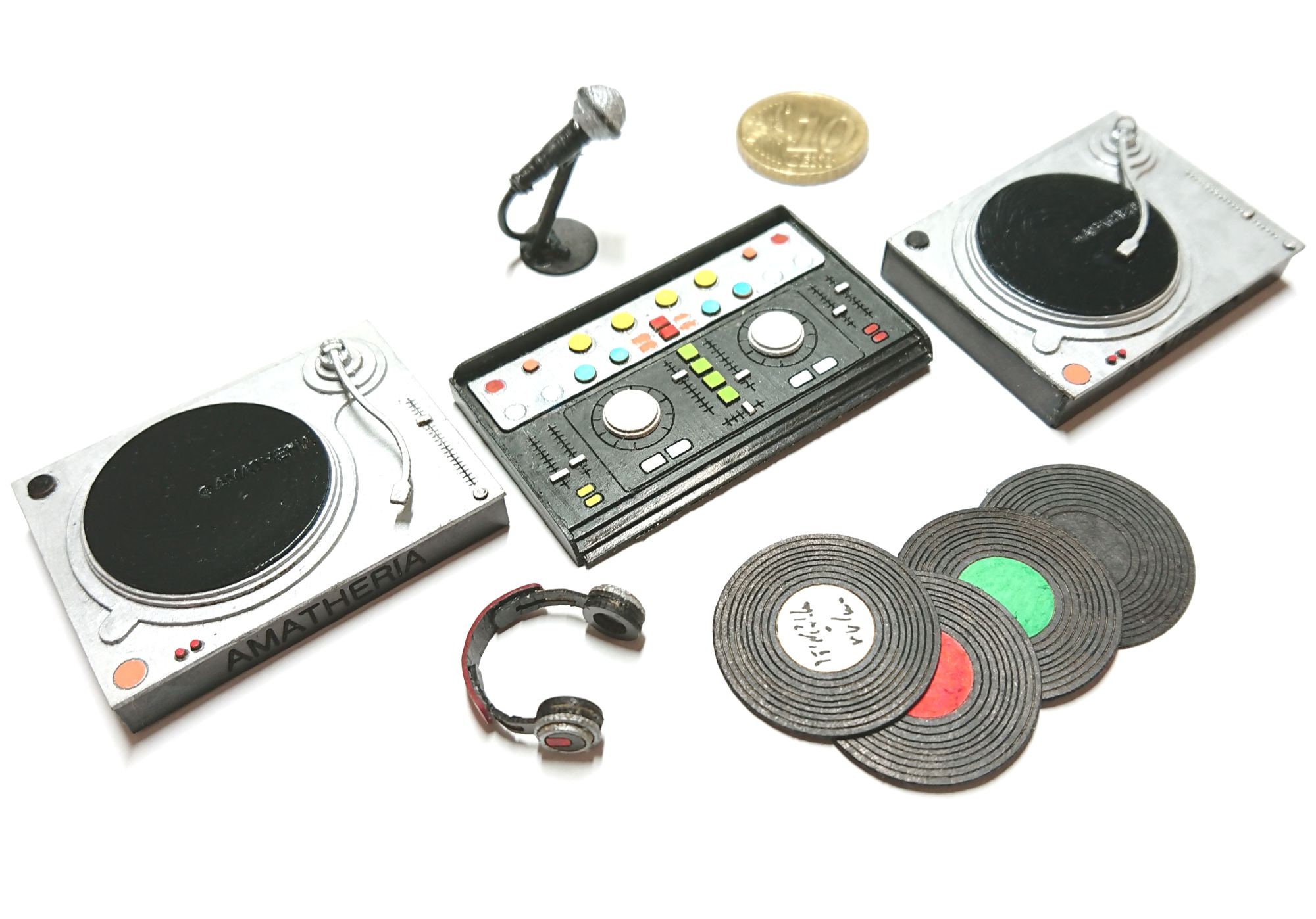 Accessoires de musique Minifigure : Platine vinyle / Tourne-disque vinyle -  modèle composé de pièces LEGO - pour enfants, adultes, mélomanes