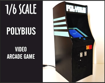 Miniature arcade machine, urban legend Polybius game, 1/6 scale