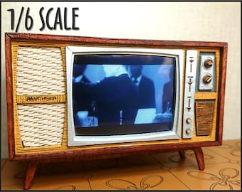 Miniatur-Vintage Mid Century TV, 1/6 Maßstab (Barbie, Blythe, Pullip, etc)