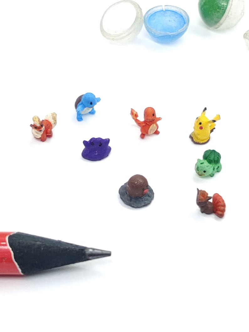 Dollhouse miniature real capsule toys gashapon with mini Pokemon toys, 1/12 scale image 1
